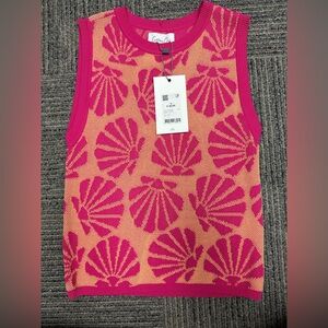 Cecilie Bahnsen Sleeveless Shell-Print Knit Tank Top - Pink/Peach